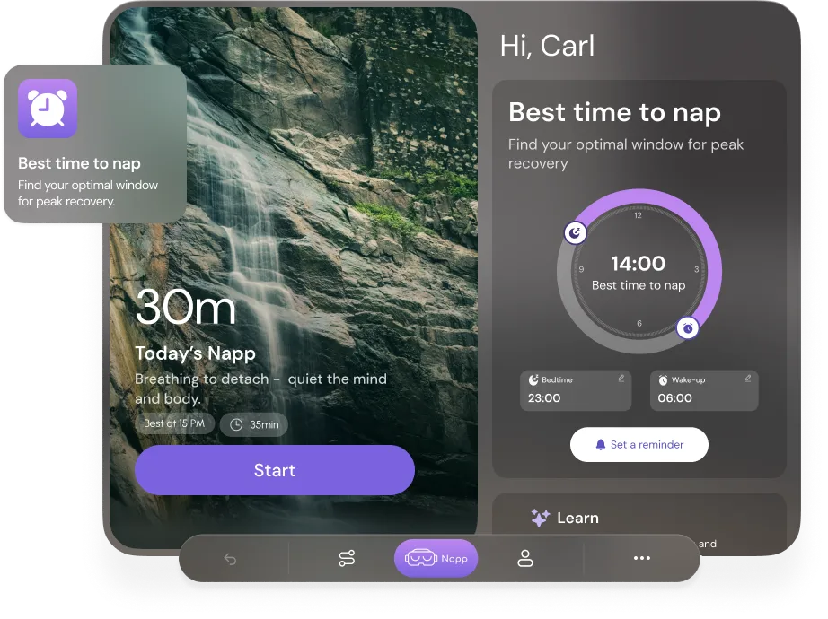 Napp app screens showing biometric data